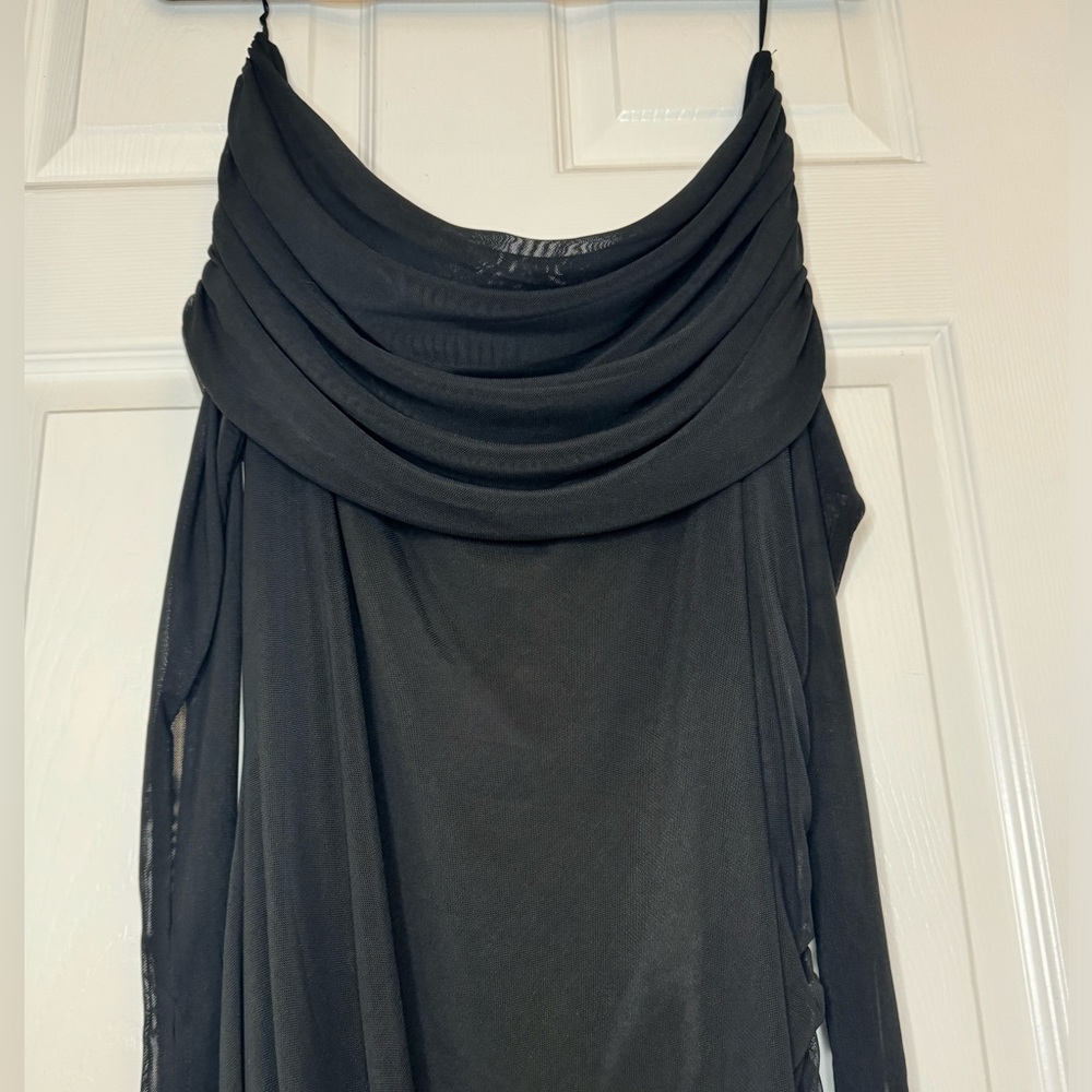 Rita Ora x Primark BRAND NEW off the shoulder Ruched Mesh Dress - Picture 3 of 5